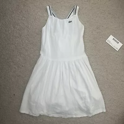 Rare Lacoste Kid's Cotton Dress With Logo White Size 4 • £20.52