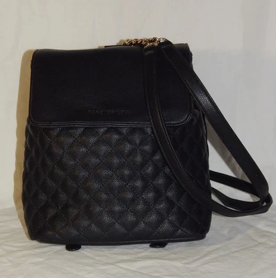 $38.95 • Buy Forever New Faux Leather Quilted  Black Backpack Bag Chain Strap Details 