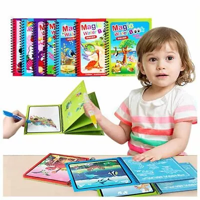 £3.99 • Buy Children's Water Magic Painting Colouring Reusable Drawing Book UK Free Pen Gift