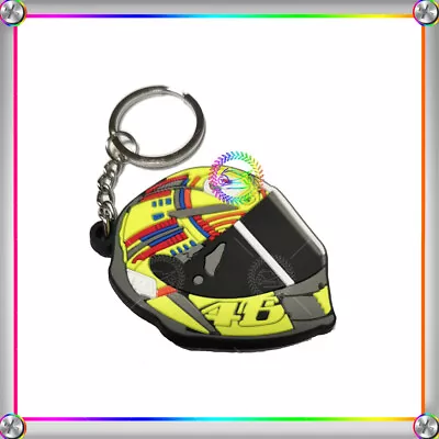 Yellow Motorcycle Bike Helmet Keychain 3D Soft Rubber Key Chain Keyring • $7.99