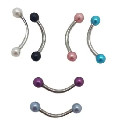 Pack Of 6 Colourful Curved Barbell Acrylic Stainless Piercing 16G Ear Tragus Lip • £4.99