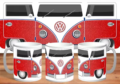 Volkswagen Bus Kombi Red Glitter Design  Coffee Mug Birthday Gift • $22.99