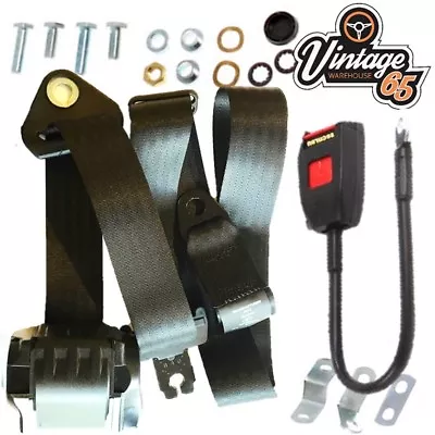 Vintage Warehouse 65 Front 3 Point Automatic Seat Lap Belt Kit 45cm Stalk • $294.22