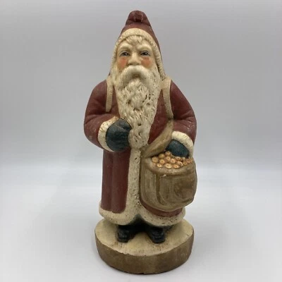 $49.99 • Buy Vaillancourt Vfac-1 Large 11  Santa In Red Coat 1987 Gorham Chalk Ware Folk Art