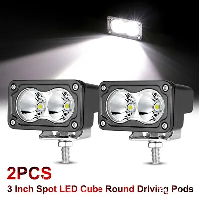 2x 3 Inch Work Driving Lights Spot Off Road LED Cube Pods Truck Bumper Light Bar • $33.99