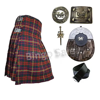 £68.81 • Buy Cameron Tartan Men's Kilt Traditional Highland Dragon Welsh Kilt Outfit
