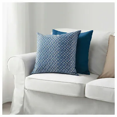 4 IKEA DAGGRUTA Blue 2 Side Cushion Cover Sofa Bed Chair 50x50cm 503.957.87 Pup1 • £12.83