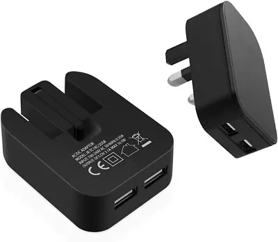 UK Mains 3 Pin Plug Adapter Wall Charger With 2 USB Ports For Phones Tablets 2.1 • £4.85