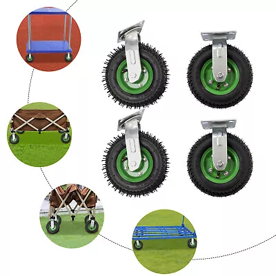 4pcs 8  Rubber Pneumatic Air Tire Wheel 2 Rigid+2 Swivel Cart Caster Heavy Duty • $56