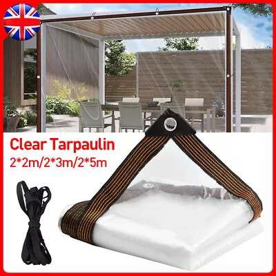 Transparent Clear Tarpaulin Heavy Duty Waterproof Pet Cover Tarp Ground Sheet • £12.99