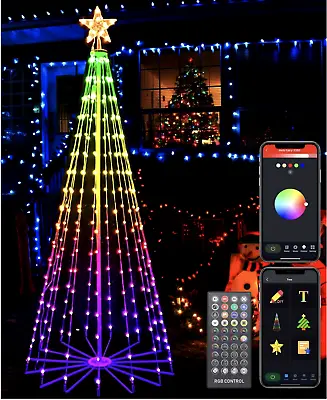 265 LED Lights 6FT Christmas Cone Tree With Star Topper Christmas Tree APP DIY • $49.99