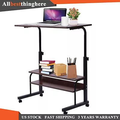 Portable Mobile Laptop Desk Cart Adjustable Height Computer Table 360° Rolling • $48