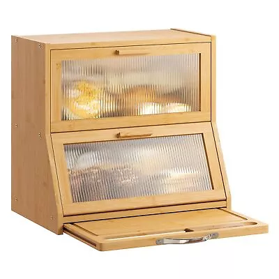 Bamboo Bread Box For Kitchen CountertopLarge Capacity Bread Storage Bin With... • $63.59