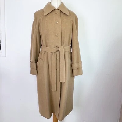 $152.56 • Buy Vintage Jaeger Tan Camel Belted Wool & Camel Hair Long Coat UK Size 16