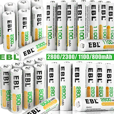 EBL AA AAA Ni-MH Rechargeable Batteries Garden Solar Light LED Battery Pack Lot • $7.39