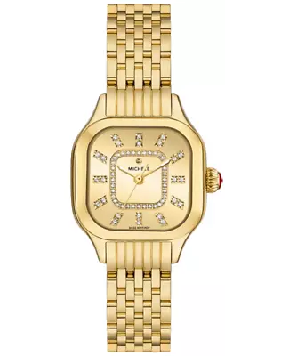 New Michele Meggie Diamond Quartz Gold Tone Dial Women's Watch MWW33B000013 • $1474.05