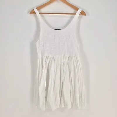 $24.95 • Buy Sisilino Womens Dress Size 8 Fit Flare White Sleeveless Round Neck Solid 034029