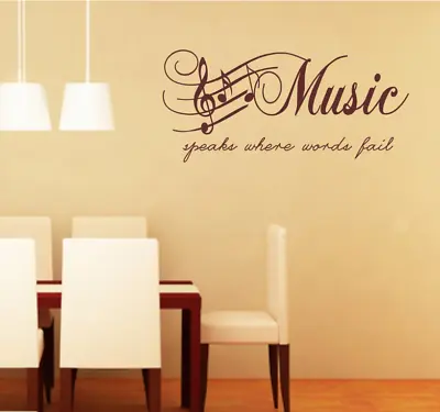 £4.80 • Buy Music Notes Music Speaks Where Words Fail Wall Quotes Wall Stickers UK 94