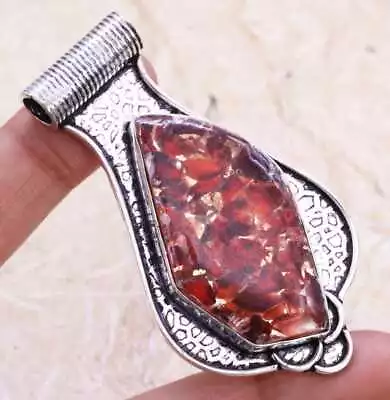 Copper Garnet Art Piece 925 Silver Plated Handmade Pendant Of 2.3  • $1.99