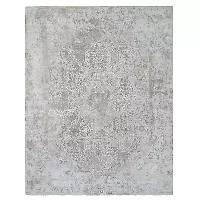 11'9 X15' Gray Zoroastrian Hand Knotted Wool And Silk Oversized Rug R65039 • $9329.40