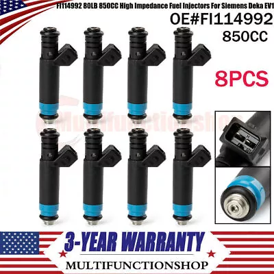 8PCS FI114992 80LB 850CC High Impedance Fuel Injectors For BMW Ford Mustang GT • $79.72
