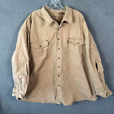 C E Schmidt Workwear Denim Shirt Adult 3XL Tan Button Down Long Sleeve Men Stain • $13.99