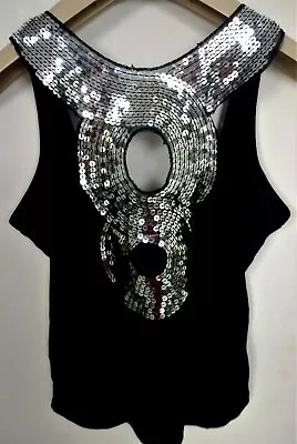Miss Fiori Sparkly Ribbed Sequin Top Size 8 • £4.99
