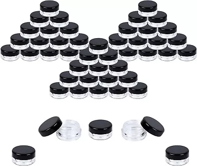 3 Gram 3 ML Jars Clear With Black Caps BPA Free Cosmetic Sample  25 50 100 500 • $6