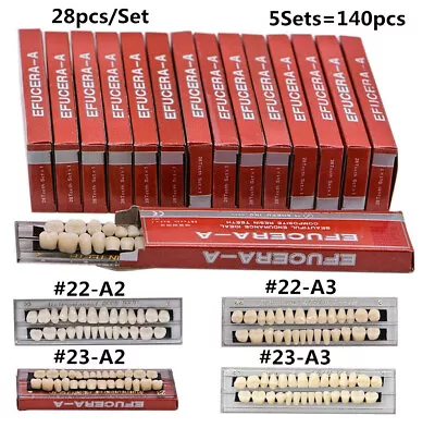 $12.34 • Buy 5 Sets Dental Acrylic Resin Denture Shade A2 A3 Full Set False Teeth Upper Lower