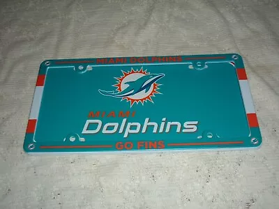 Miami Dolphins Teal Orange Plastic License Plate And Frame Deal 6  X 12   New   • $19.45