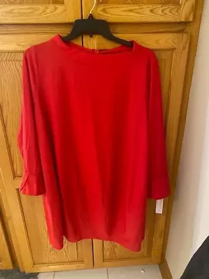 NWT IC International Collection 1X Red Tunic Dressy Top $198 • $30