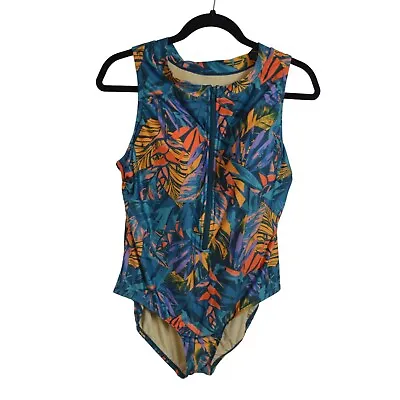Modcloth Onepiece Floral Front Zip Swim Suit Size: XL • $36.85