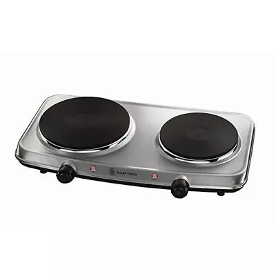 £49.99 • Buy Russell Hobbs 15199 Table Top Twin Hob, 1500 W, Stainless Steel