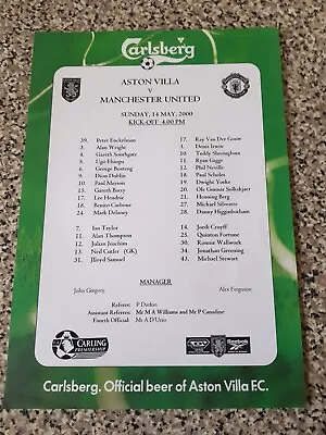 TEAMSHEET PREMIER LEAGUE ASTON VILLA V MAN UTD 14th May 2000 • £1.29