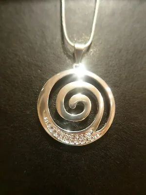 £5.95 • Buy Silver 925 CZ Cubic Zirconia Crystal Swirl Spiral Pendant Necklace Earrings Set