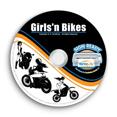 Girls-bikes-motorcycle Clipart-vector Clip Art-vinyl Cutter Plotter -graphics Cd • $24.95