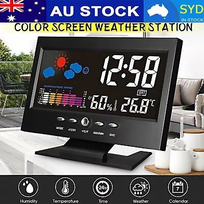 LED Digital LCD Display Alarm Clock With Temperature Calendar Weather Station AU • $18.90