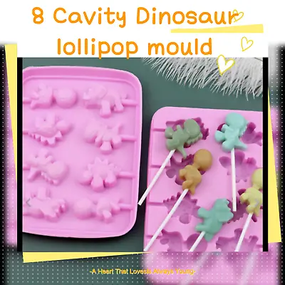 Silicone Dinosaurs Lollipop Chocolate Mould Candy Lolly Fondant Decoration Mold • £2.77