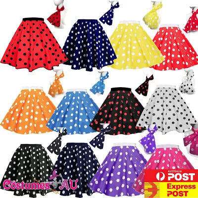 $19.99 • Buy Ladies Polka Dot Rock N Roll 50s Costume Girls Retro 50's Skirt Dress