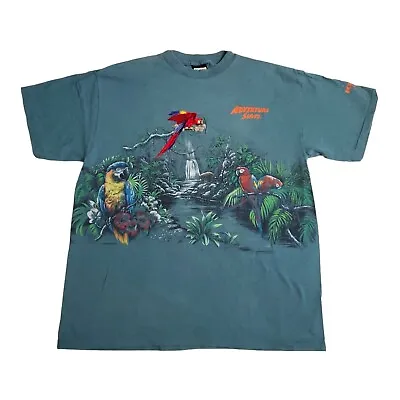 VTG Habitat 94Rain Forrest Embroidered Parrot Wrap Around Singlestitch TShirt XL • $33