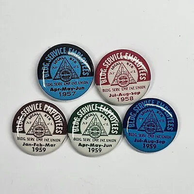 Lot 5 Building Service Employees Labor Union Pins 1957 1958 1959 Local 6 Seattle • $24.99