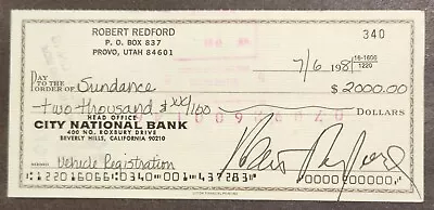 ROBERT REDFORD Autographed Signed Check To SUNDANCE Academy Award Actor • $43