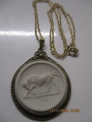 £315 • Buy Vintage Silver Wedgwood Necklace , Gold Plated , White Jasper Medallion,  1970+