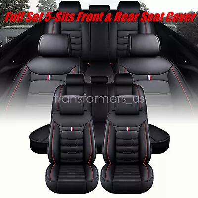 Seat Covers Full Set 5-Sits Front & Rear Protector Cushion For Honda Black Red • $92.09