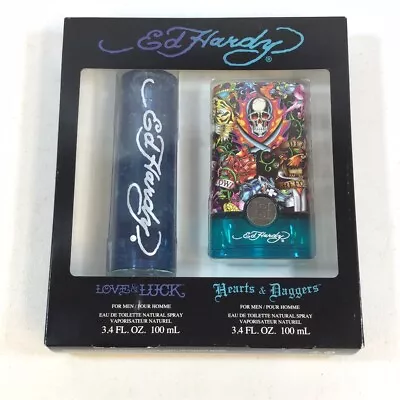 Ed Hardy Mens Love & Luck And Hearts & Daggers Eau De Parfum Set 3.4 FL OZ • $49.99