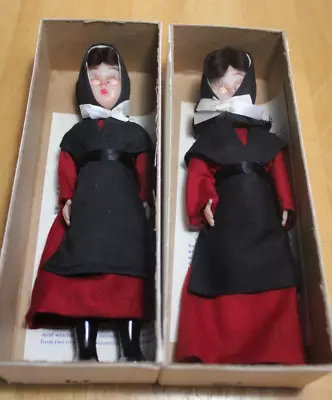 Pair Of Amish Doll Girl In Red Open And Shut Their Eyes • $25.65