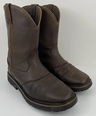 Cabelas Mens Pinedale Brown Leather Western Boot Work Boots Square Toe Size 12D • $59.95