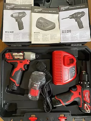 Milwaukee M12BPD Combi Drill Kit With 2.0 Batteries Charger And Case. • £62