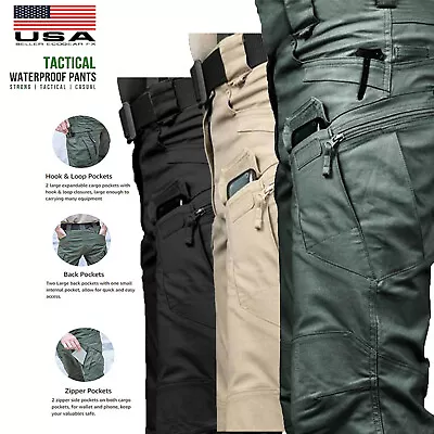 Men's Work Cargo Pants Tactical Combat Pants Outdoor Hiking Waterproof Trousers • $18.94