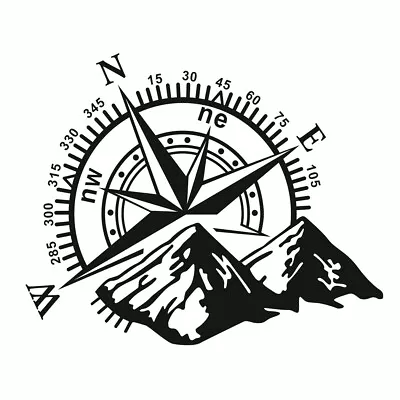 Vinyl Car Sticker Waterproof Offroad Compass Navigation Mountain Side Hood Decal • $12.50